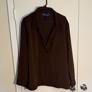 Silk Brown Button-Up Shirt